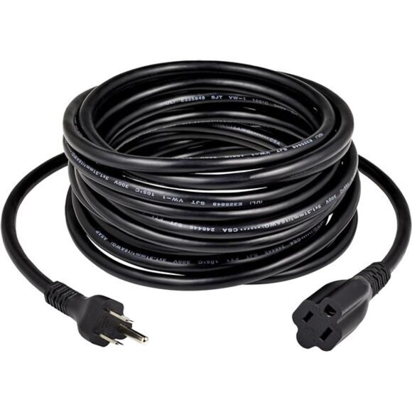 Power Extension Cord, 25 Feet, 13 Amps, 125V, Black - Picture 2 of 12